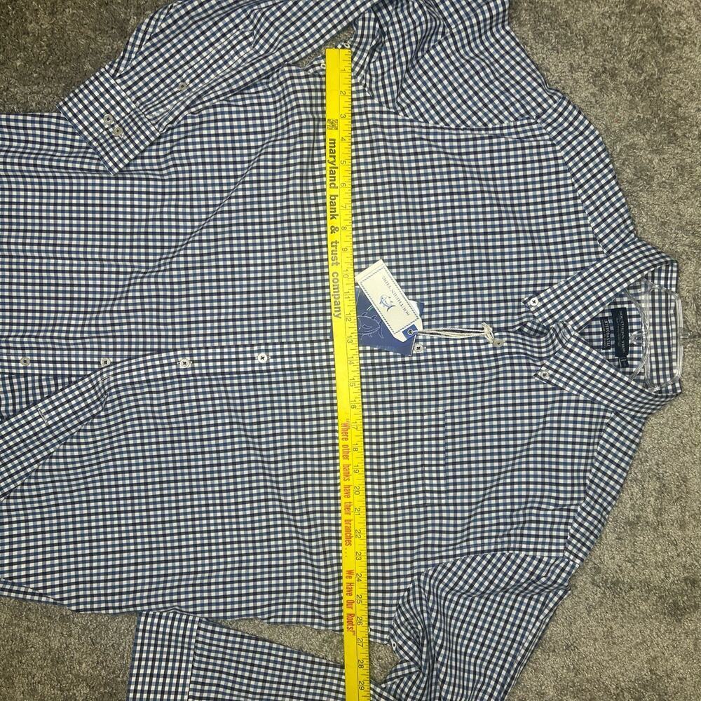 Southern Tide Button Down Size XXL Gingham Madras Blue 91% Nylon 5382 - Picture 6 of 9